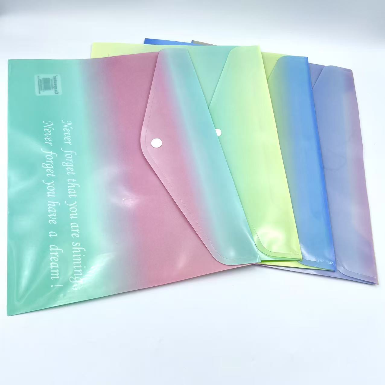 渐变色印刷横款纽扣袋 办公资料袋A4收纳袋厂家直销 学生试卷分类袋档案袋塑料文件袋详情2