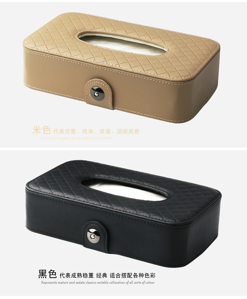 Creative car leather tissue box, hanging sun visor seat back tissue box with car leather tissue box detail image 7