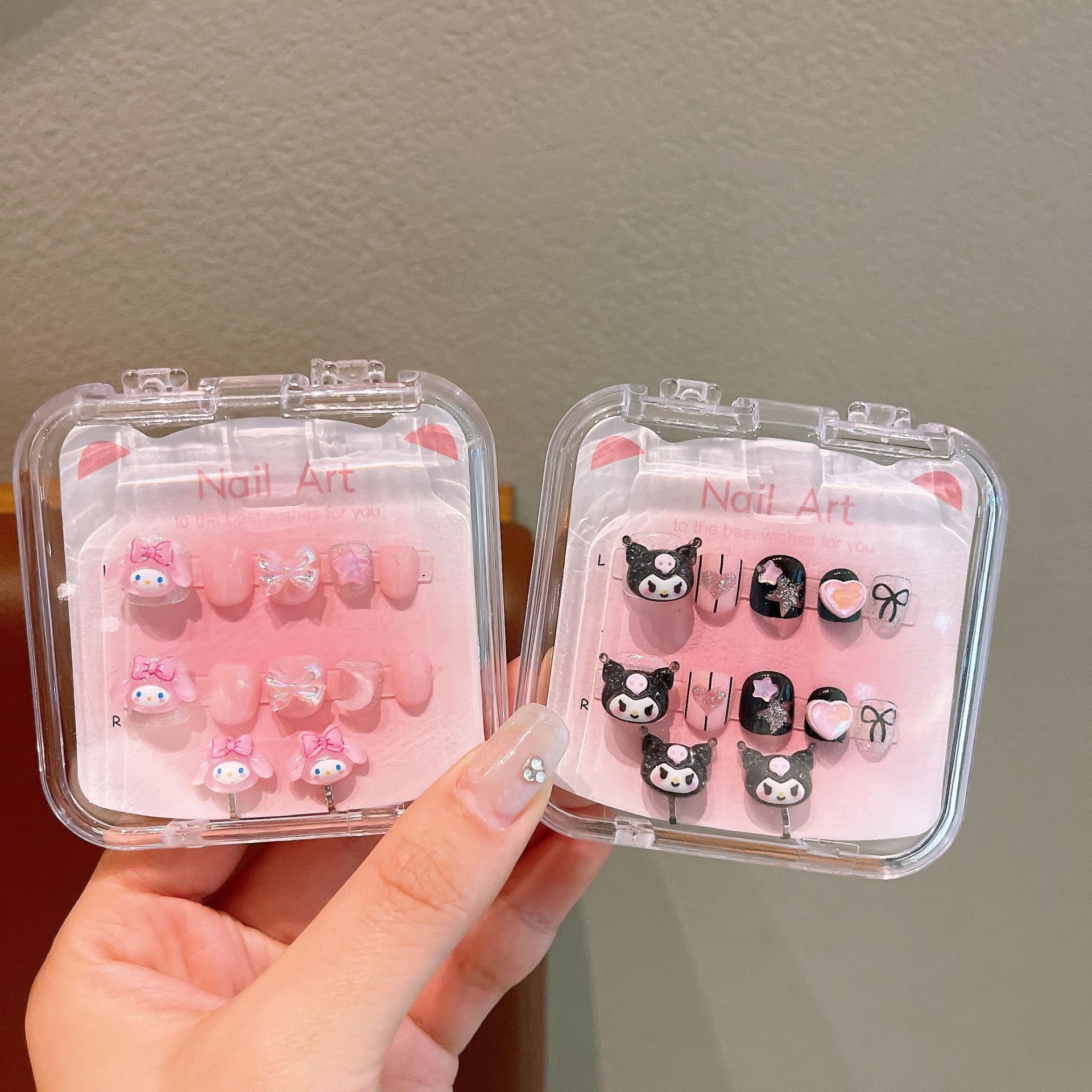 童穿戴甲2025新款高级感短款库洛米美甲贴指甲贴无毒无味女孩穿戴甲美甲甲贴纸