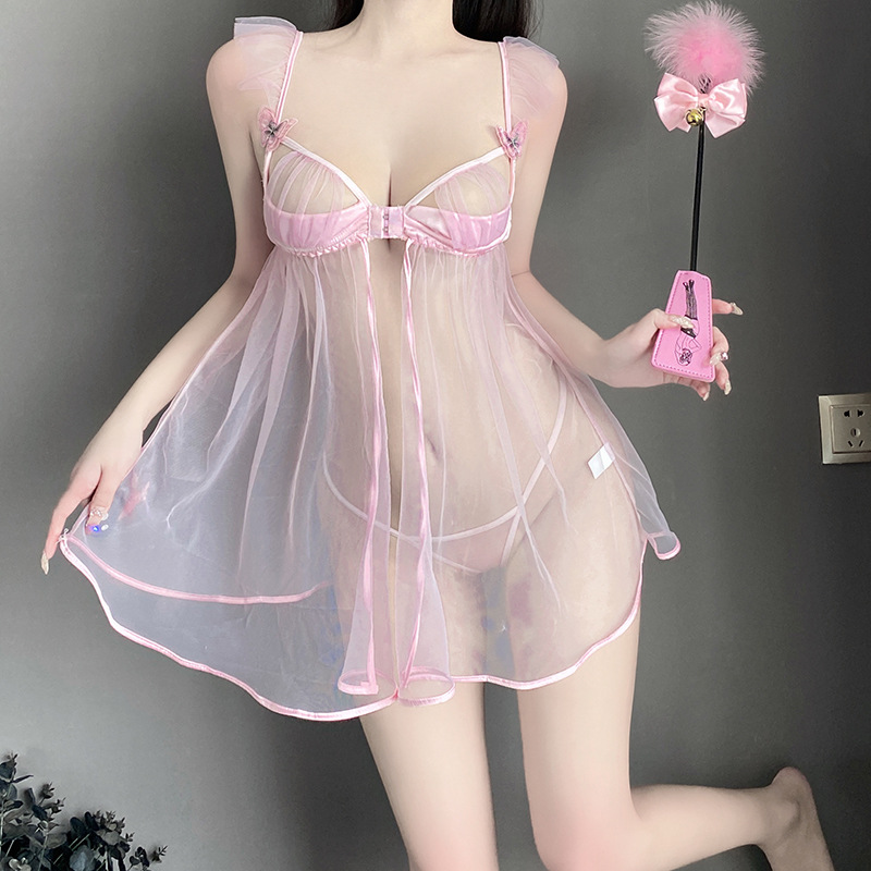 Erotic lingerie, sexy and pure, see-through nightgowns, tulle uniforms, cut-out passionate halter pajamas Application Scenario