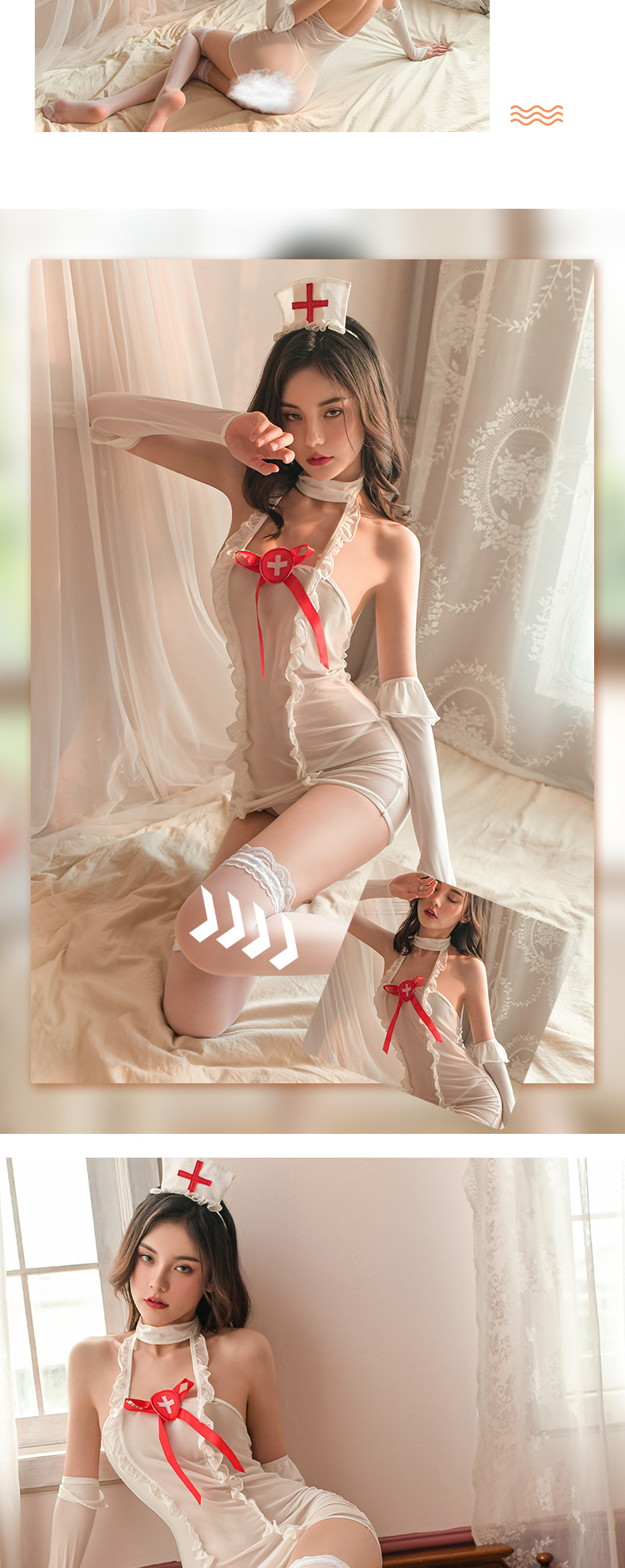 情趣内衣护士裙蕾丝甜美透视性感角色扮演套装制服护士服详情12