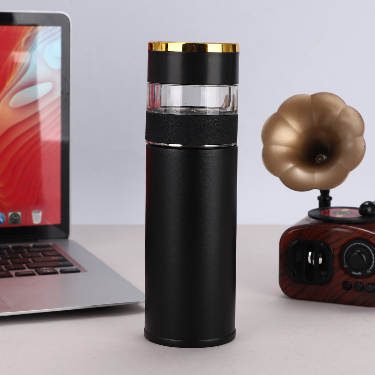 Temperature-displaying 304 stainless steel insulated cup, tea-water separation cup, tea brewing cup, business gift cup, car cup, digital display water cup Specification image