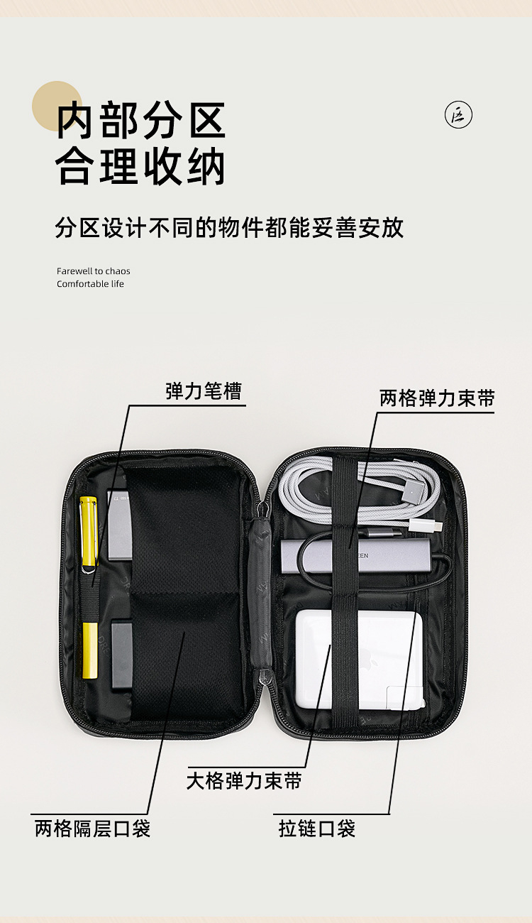 H208-旅行梦数码包B款收纳包便携数据线收纳盒纯色充电器电源线详情图6