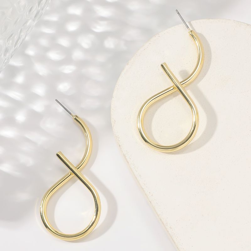 1对个性简约几何金属不规则耳环女