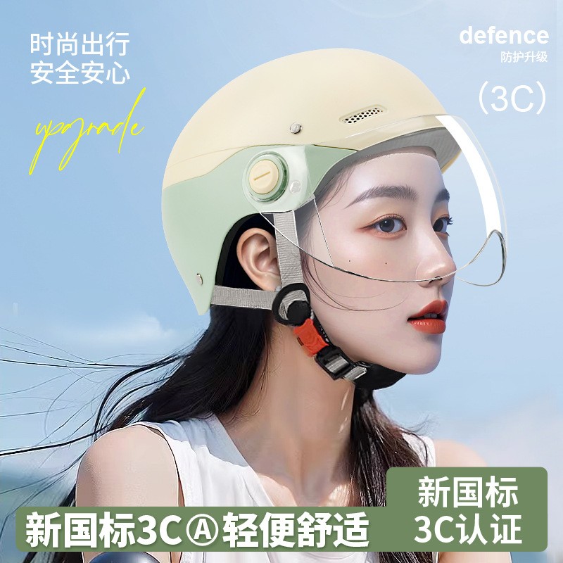 ZF-001 battery-powered electric bike helmet, men's and women's all-season motorcycle safety helmet, color-blocked half helmet, sun protection, adjustable riding protection helmet Item Picture