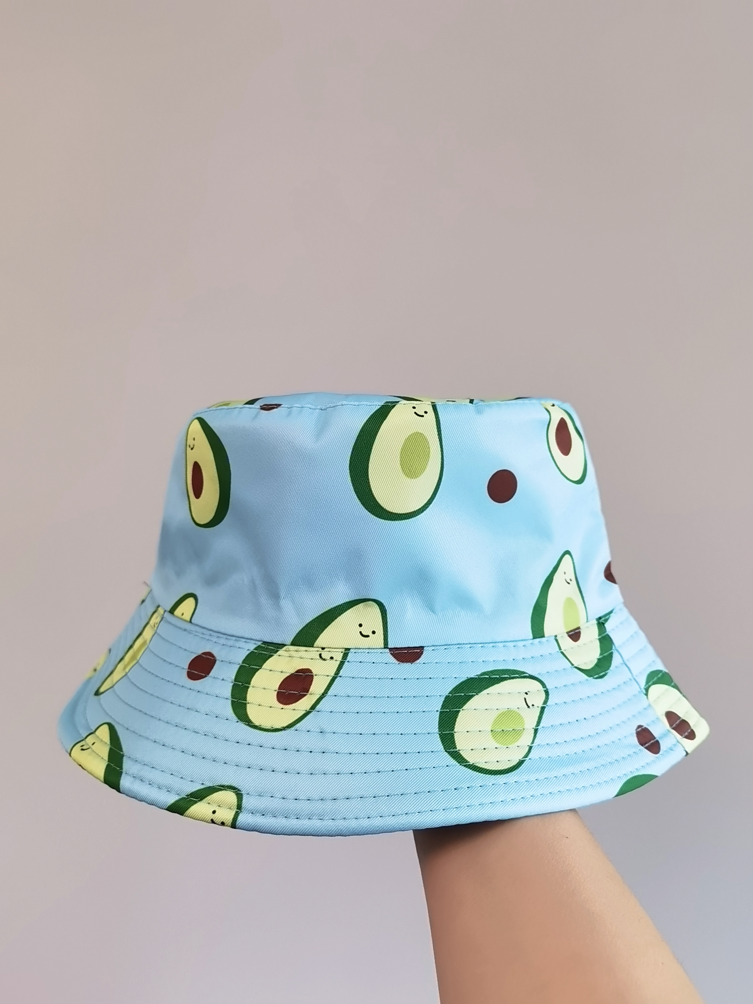Avocado graffiti print double-sided fisherman hats are popular in spring and summer. They are fashionable and versatile, suitable for both men and women. They are outdoor sun protection, cool and portable hats for adults Specification drawing