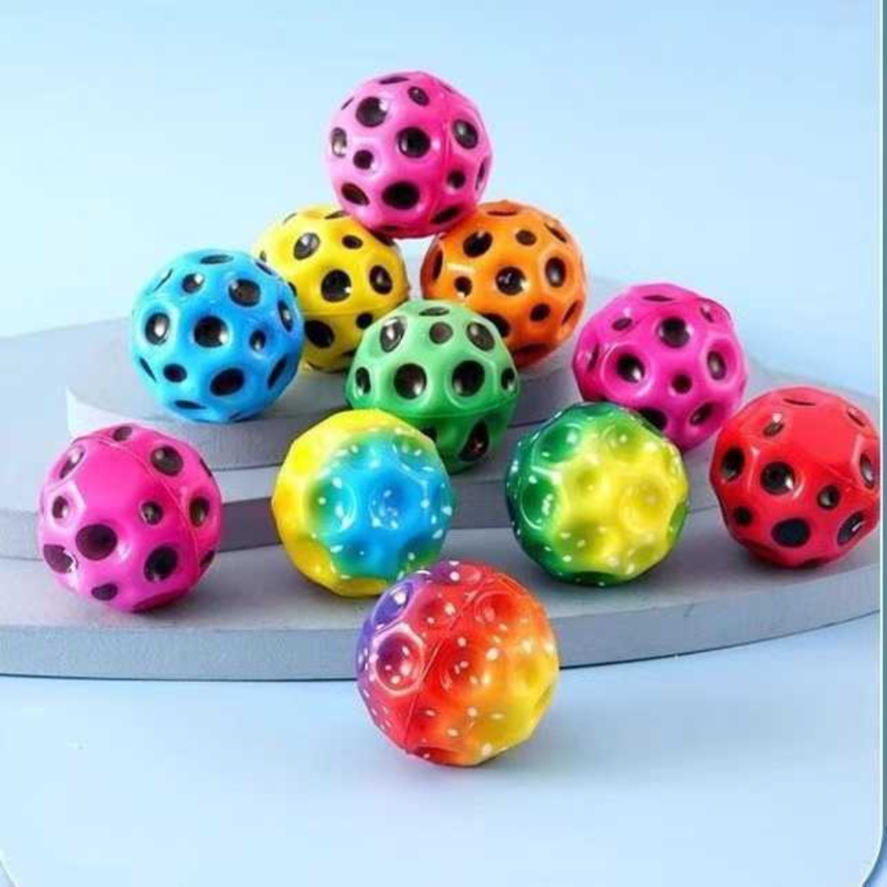 儿童手腕球 弹力球 高弹洞洞球PU发泡球解压炫彩手腕月石球详情1