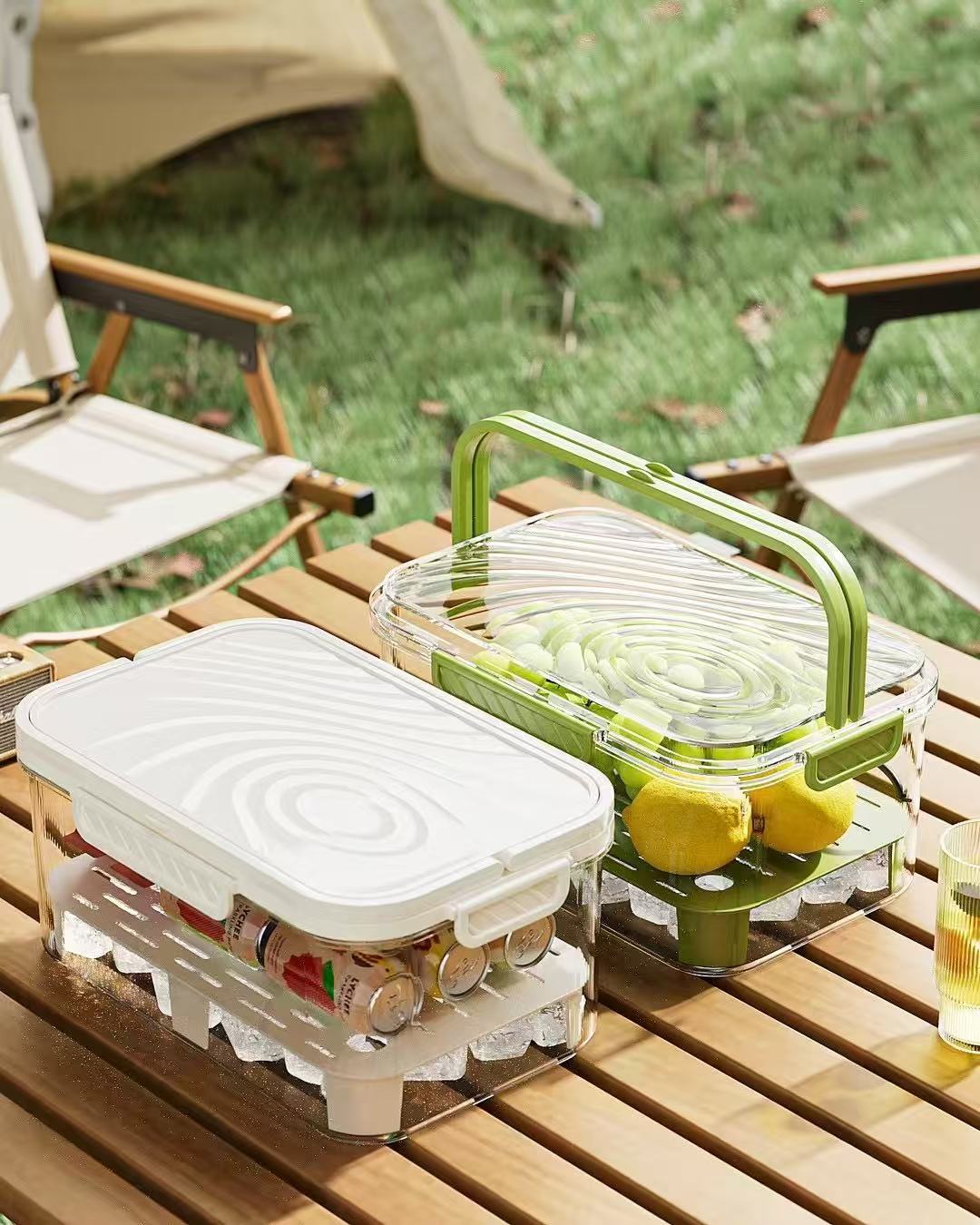 手提保鲜盒露营春游户外野餐食品收纳冰箱便携移动水果便当密封盒