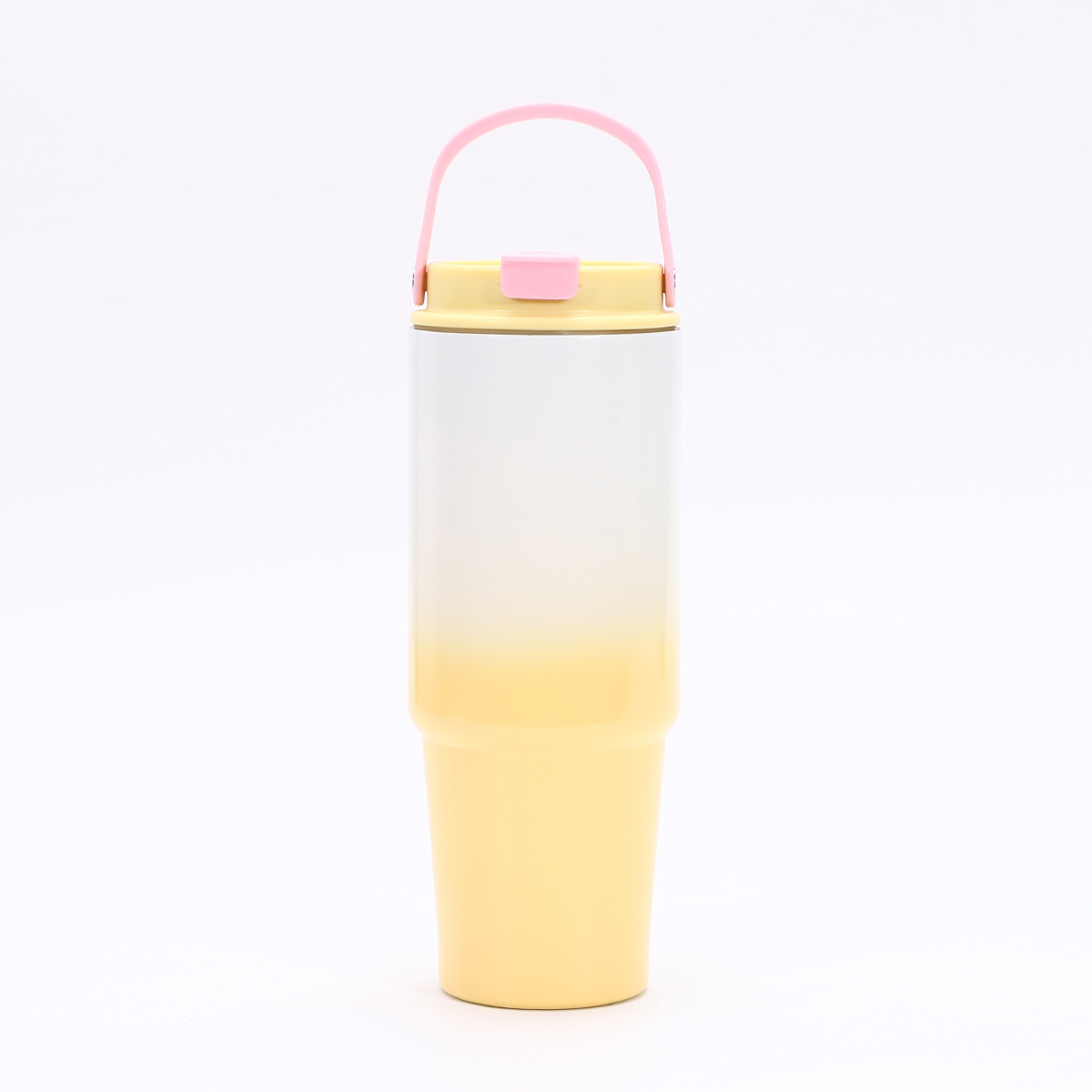 30oz Giant gradient hand-held ice cup, cute men and women straw car cup, vacuum insulated cup, water cup Item Picture