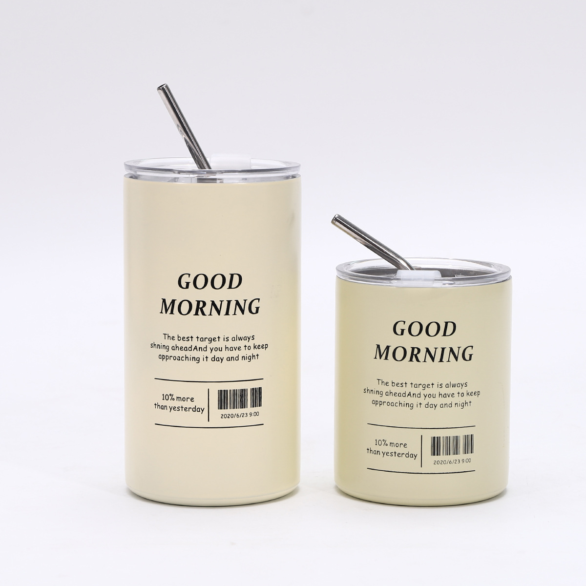 Stainless steel iced Americano cup, double-layer portable straw cup, latte, business office insulated cup, water cup Item Picture