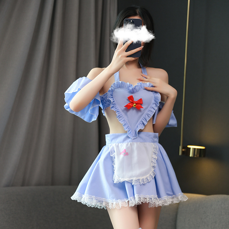 Erotic set, pure sensual style, sexy and cute, bow maid dress, backless sexy maid, anime home wear Application Scenario
