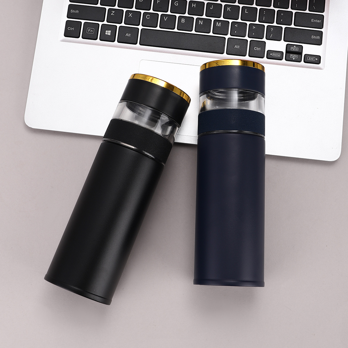 Temperature-displaying 304 stainless steel insulated cup, tea-water separation cup, tea brewing cup, business gift cup, car cup, digital display water cup Item Picture