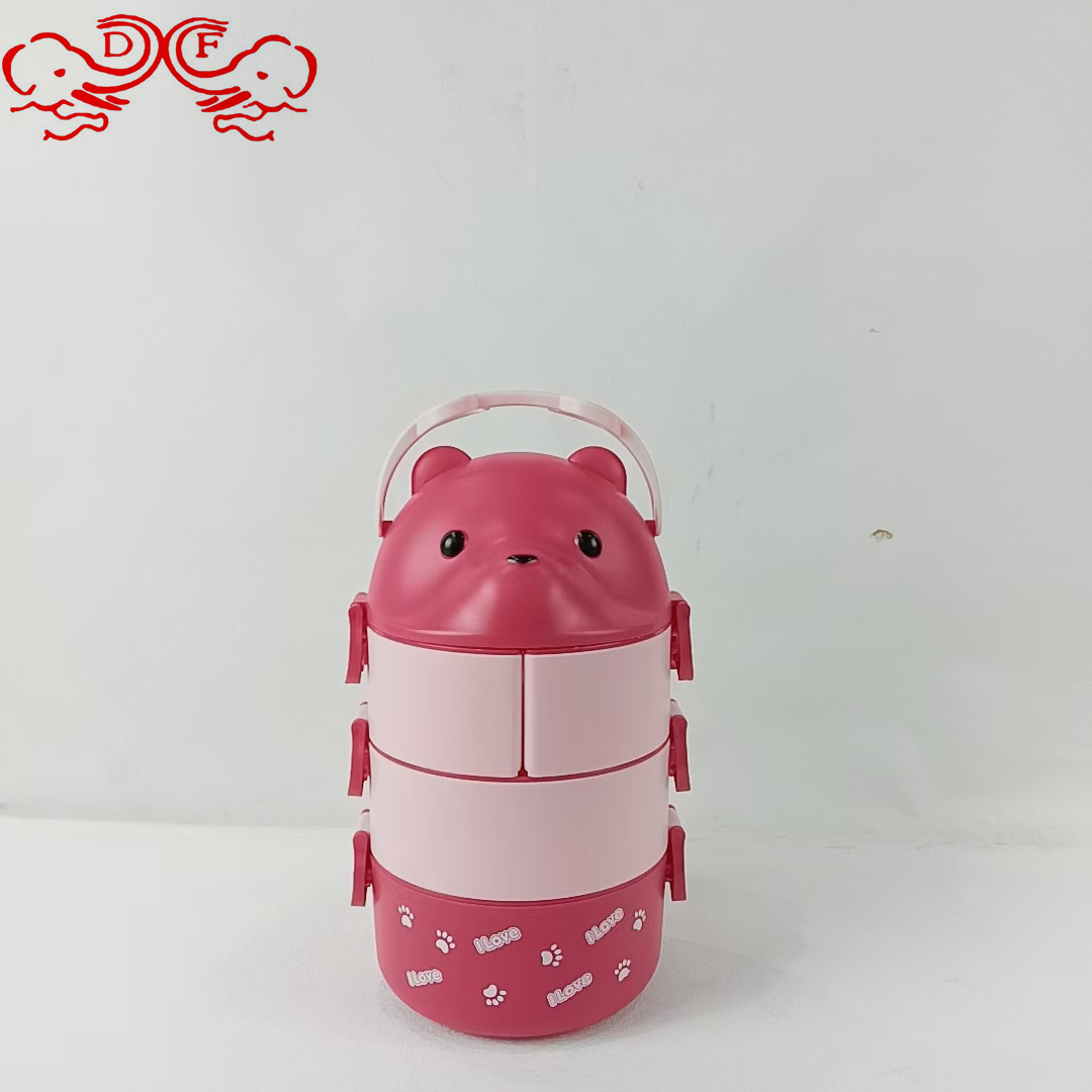 DF68409 Eyeglasses Bear hand-held compartments Lunch Box Cartoon Cute Lunch Box Picnic Bento Box Special for Primary School students DF TRADING HOUSE Application Scenario