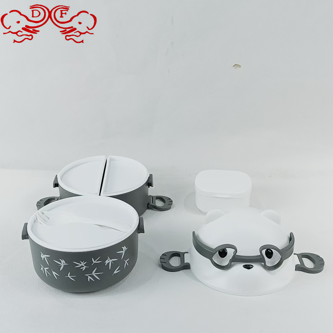 DF68409 Eyeglasses Bear hand-held compartments Lunch Box Cartoon Cute Lunch Box Picnic Bento Box Special for Primary School students DF TRADING HOUSE