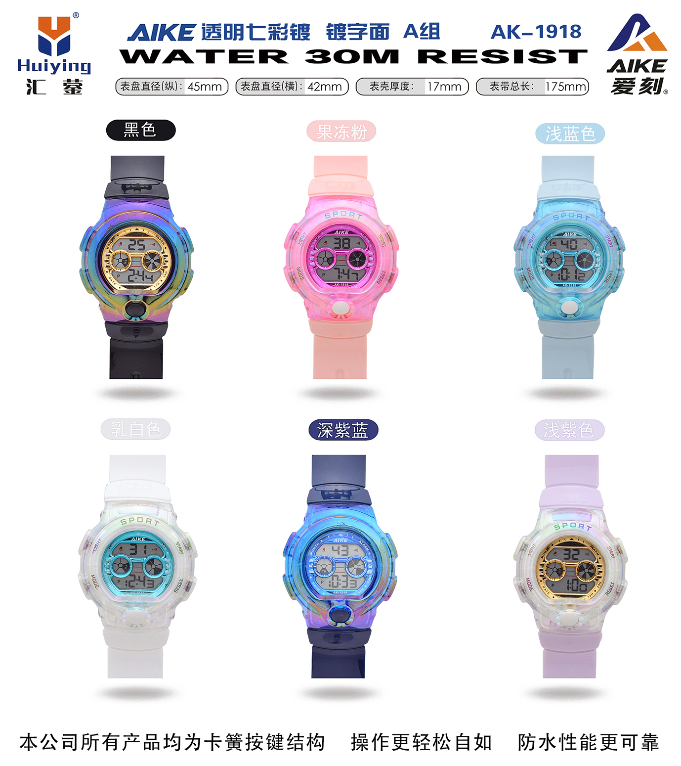 The 1918 transparent seven-color plated, deeply waterproof, fashionable and trendy, classic design, couple's clothing and accessory watch from the watch manufacturer details Picture
