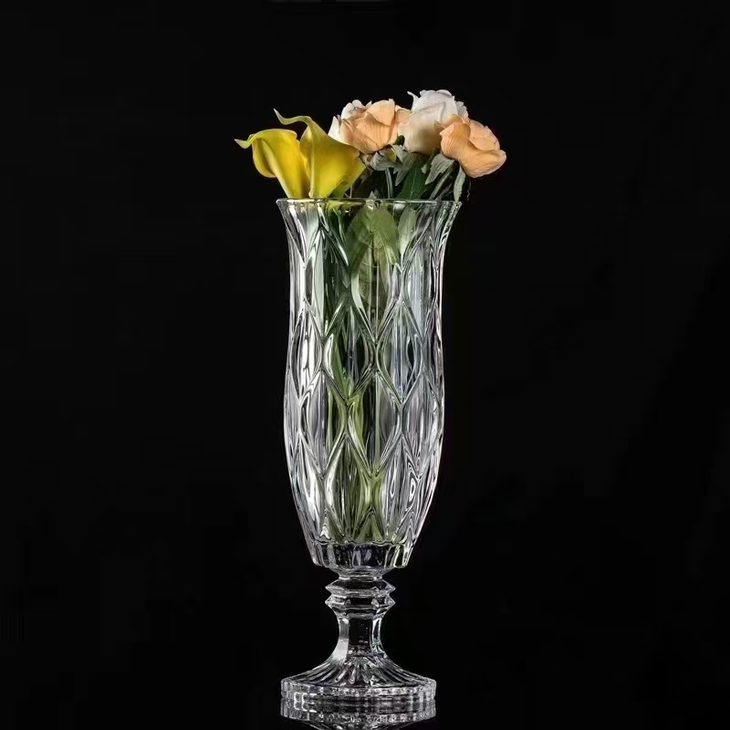 复古高脚花瓶桌面收纳欧式轻奢蓓蕾系列婚庆餐桌花瓶厂家直销水晶