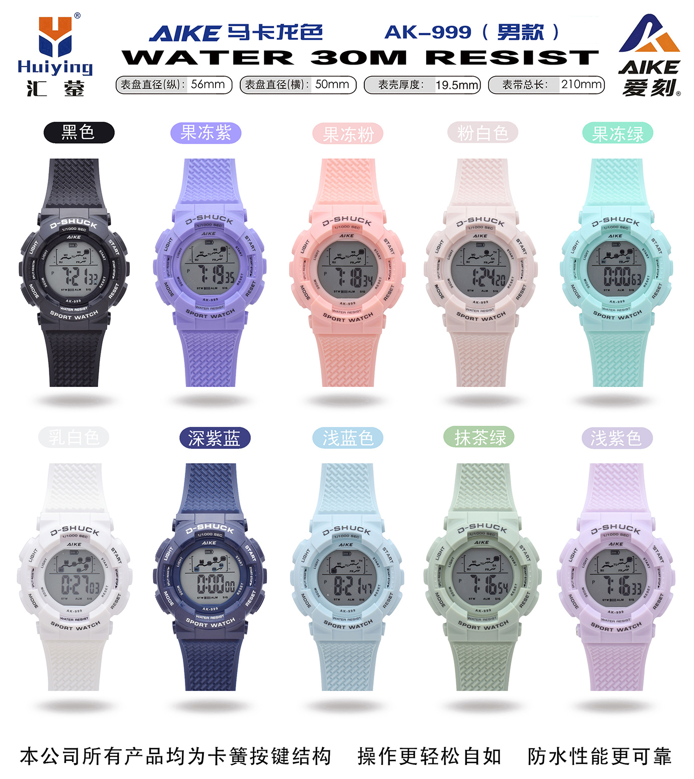 Watch manufacturer's 999 transparent seven-color plated, deeply waterproof, fashionable, trendy, classic design, couple, men's and women's clothing and accessory watches Specification image