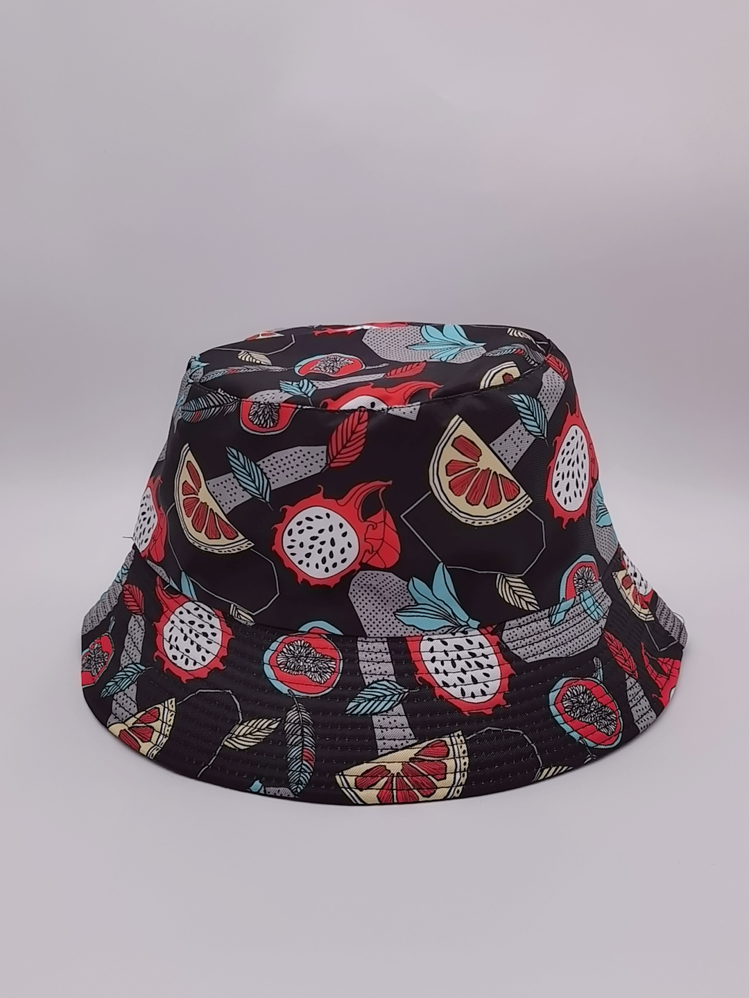 Spring and summer cross-border bestsellers: Various fruit graffiti prints, double-sided fisherman hats for both men and women, fashionable and versatile, outdoor sun protection and shade, cool and portable hats, adult styles Application Scenario