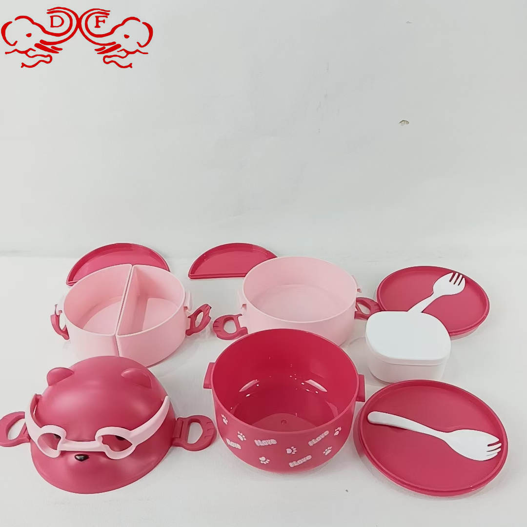 DF68409 Eyeglasses Bear hand-held compartments Lunch Box Cartoon Cute Lunch Box Picnic Bento Box Special for Primary School students DF TRADING HOUSE Specification image