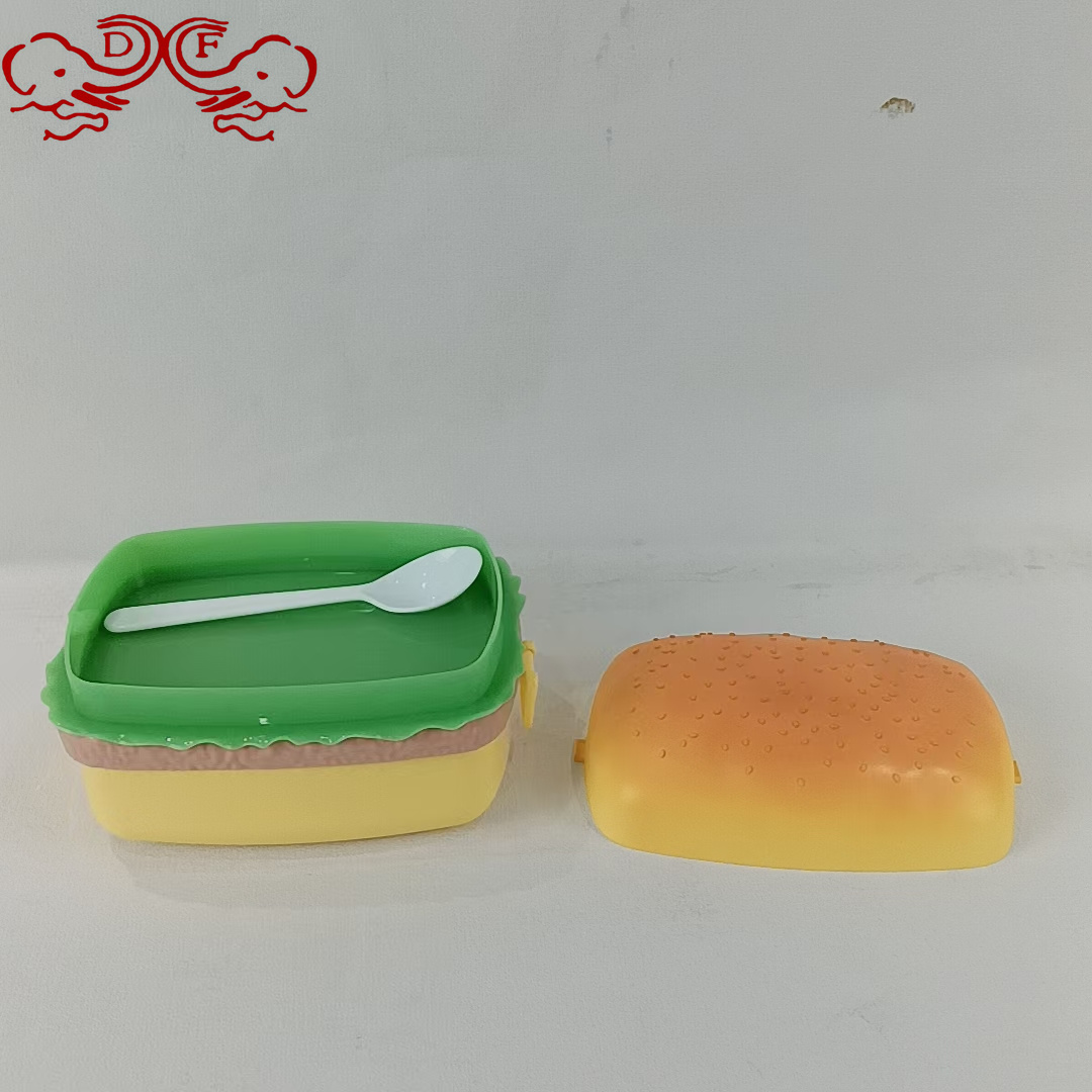 DF68409 Hamburger shaped plastic lunch box, student storage box, snack, fruit, bento box, lunch box, snack box, DF TRADING HOUSE