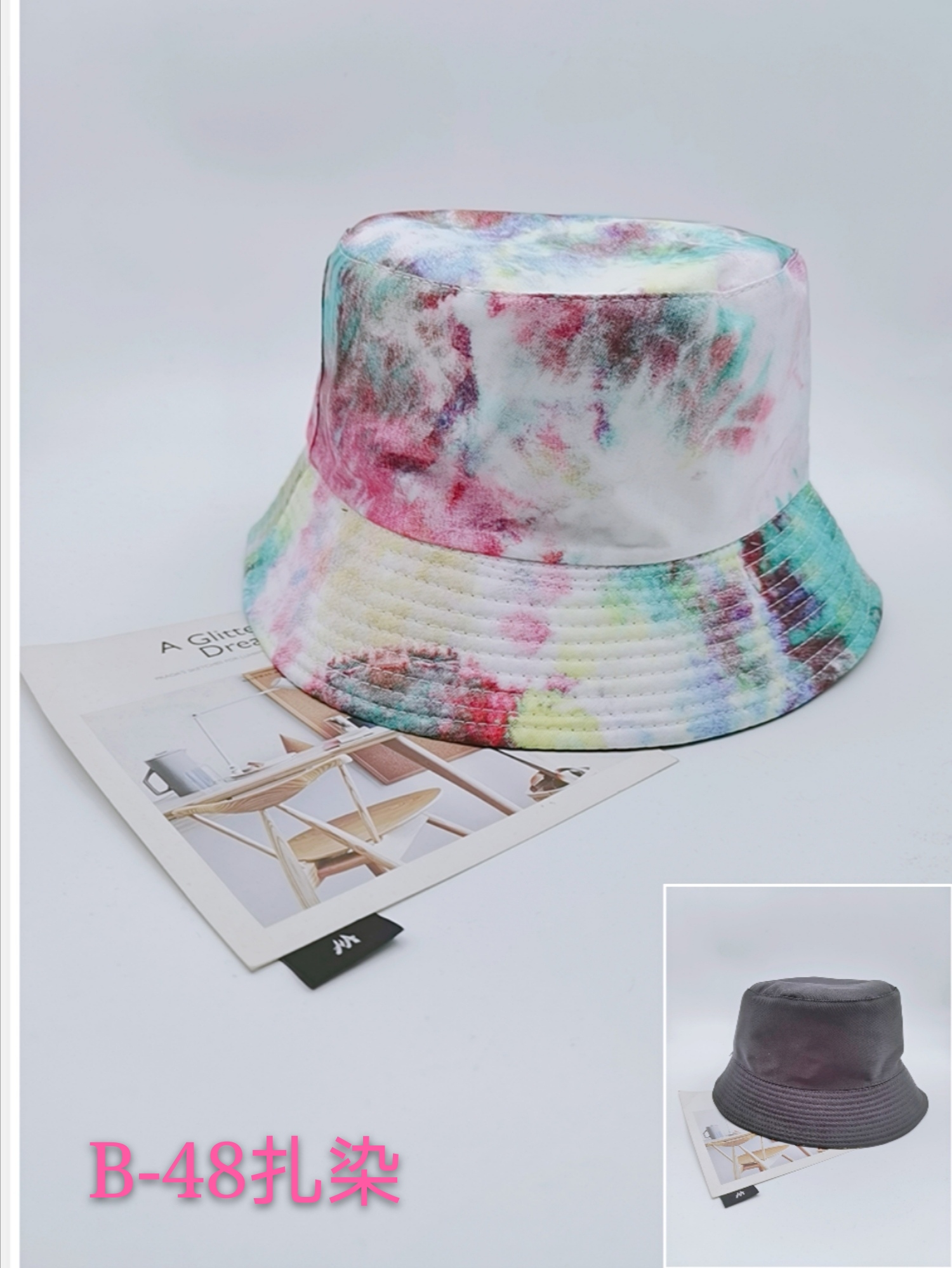 Spring and summer cross-border bestsellers from Europe and America, tie-dyed printed graffiti double-sided fisherman hats for both men and women, fashionable and versatile, outdoor sun protection, cool and portable hats, adult style full figure