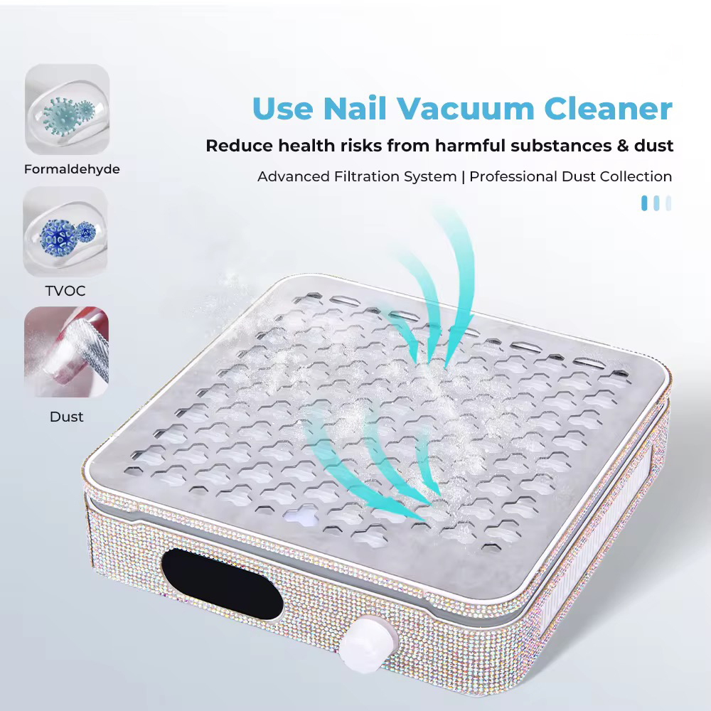 New diamond-encrusted battery-powered nail vacuum cleaner for collecting and polishing nail dust, with a high power output of 48W and long battery life details Picture