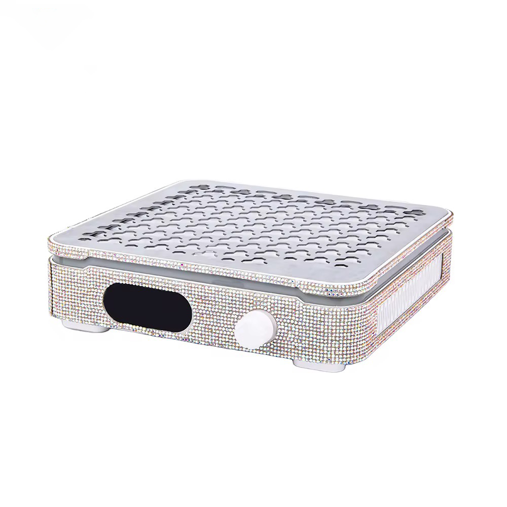 New diamond-encrusted battery-powered nail vacuum cleaner for collecting and polishing nail dust, with a high power output of 48W and long battery life Item Picture