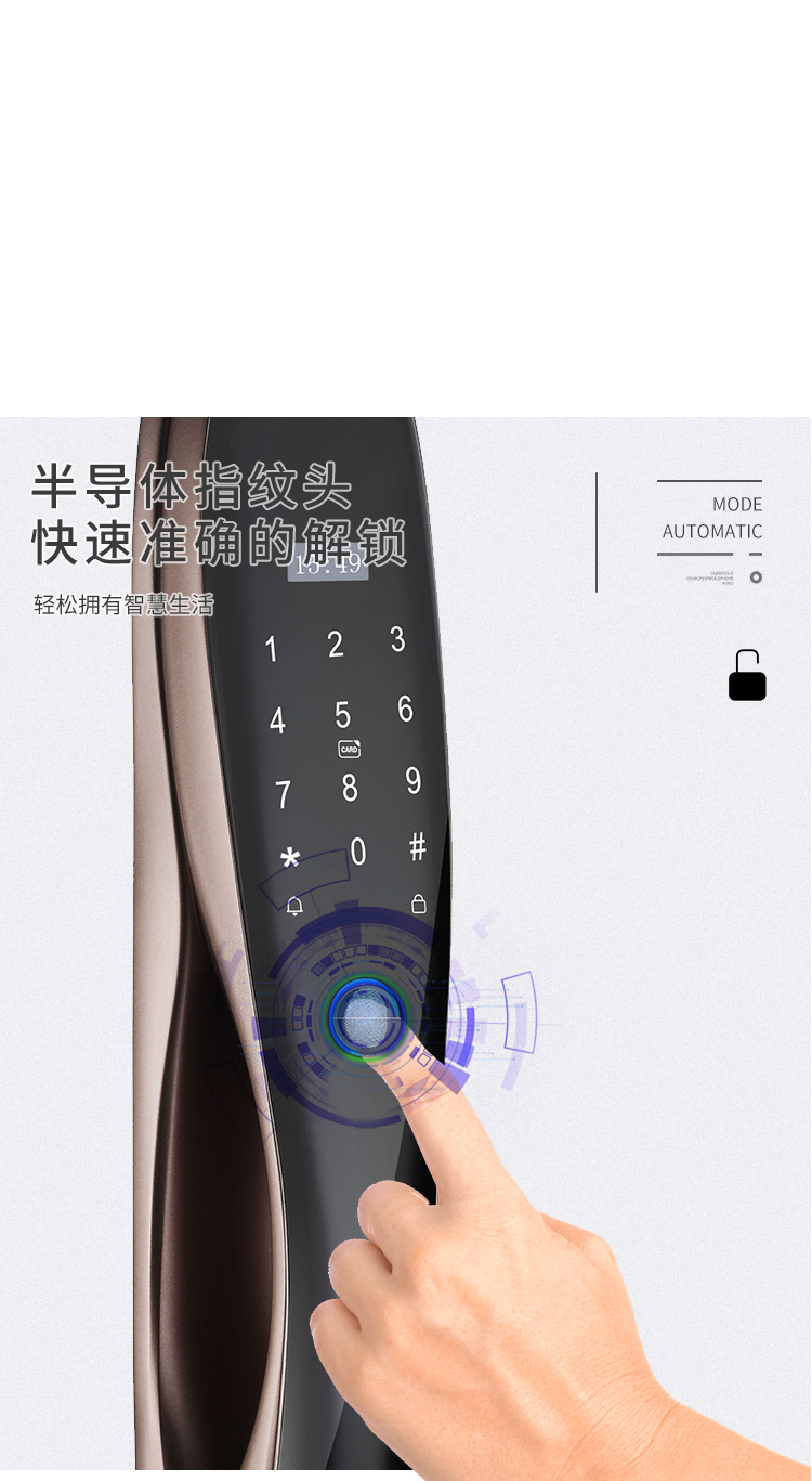 Cross-border graffiti fingerprint lock, smart fingerprint lock, fully automatic visual cat eye graffiti fingerprint lock pic 3