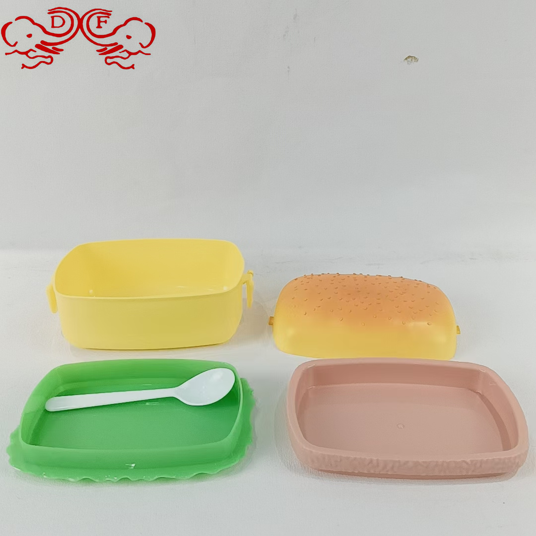 DF68409 Hamburger shaped plastic lunch box, student storage box, snack, fruit, bento box, lunch box, snack box, DF TRADING HOUSE details Picture