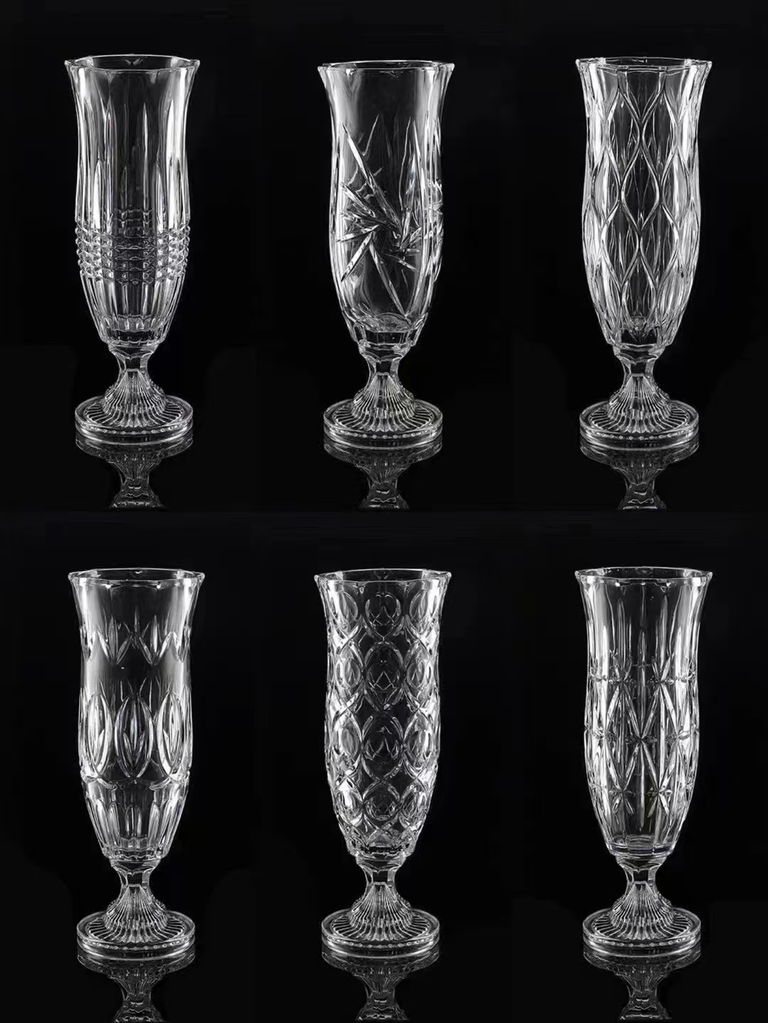 Retro high-footed vase desktop storage European-style light luxury Bud series wedding table vase factory direct sales crystal Item Picture