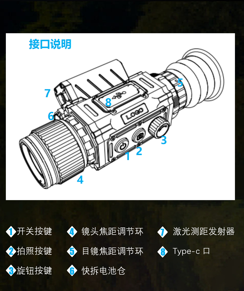 自由虎TK256测距热成像夜间全黑红外探测仪全黑夜视带测距十字热成像详情23