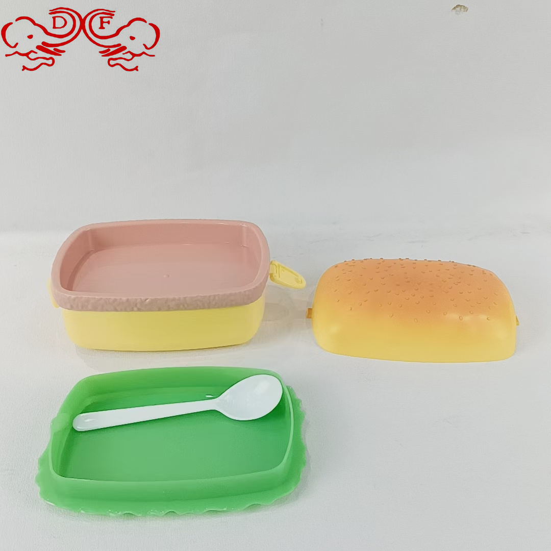 DF68409 Hamburger shaped plastic lunch box, student storage box, snack, fruit, bento box, lunch box, snack box, DF TRADING HOUSE Specification image
