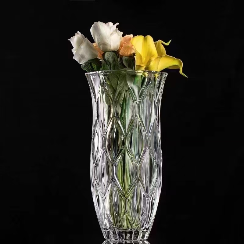 Retro high-footed vase desktop storage European-style light luxury Bud series wedding table vase factory direct sales crystal details Picture