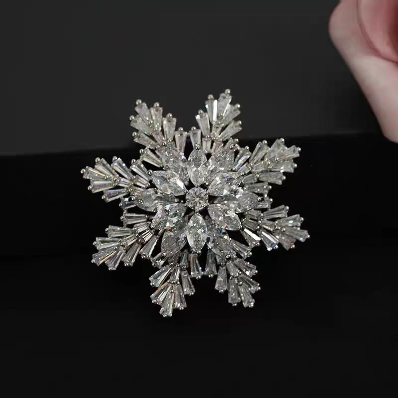 Moda tridimensional plata broche de nieve alto grado mujeres exquisito abrigo broche Specification image