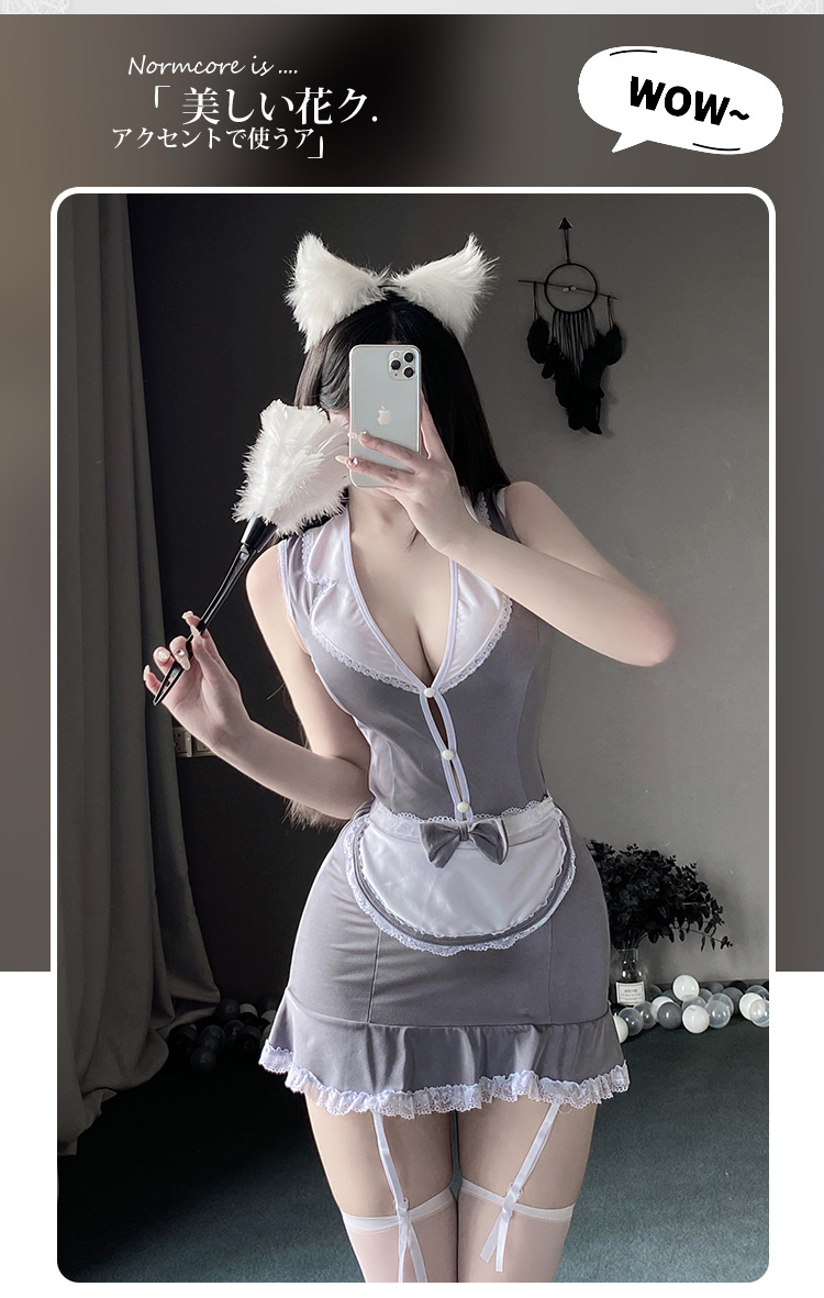 情趣内衣女式蕾丝制服诱惑角色扮演低胸性感甜心女仆套装详情9