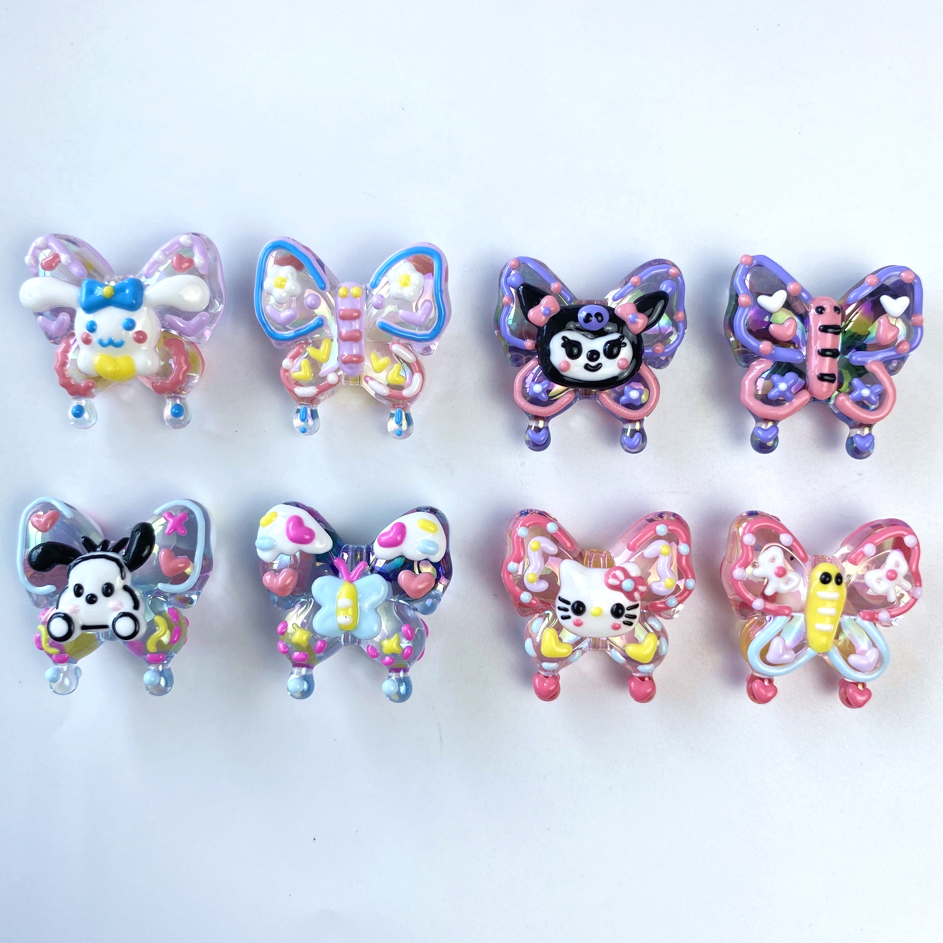 亚克力手绘油画蝴蝶卡通可爱diy/手机链钥匙链头饰包挂手工创意制作原材料饰品配件