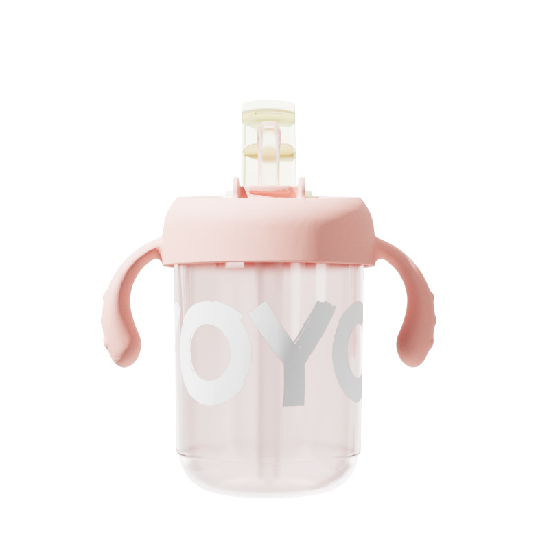 J187-R1865宝宝学饮杯吸管杯带盖刻度婴儿牛奶杯带柄儿童水杯