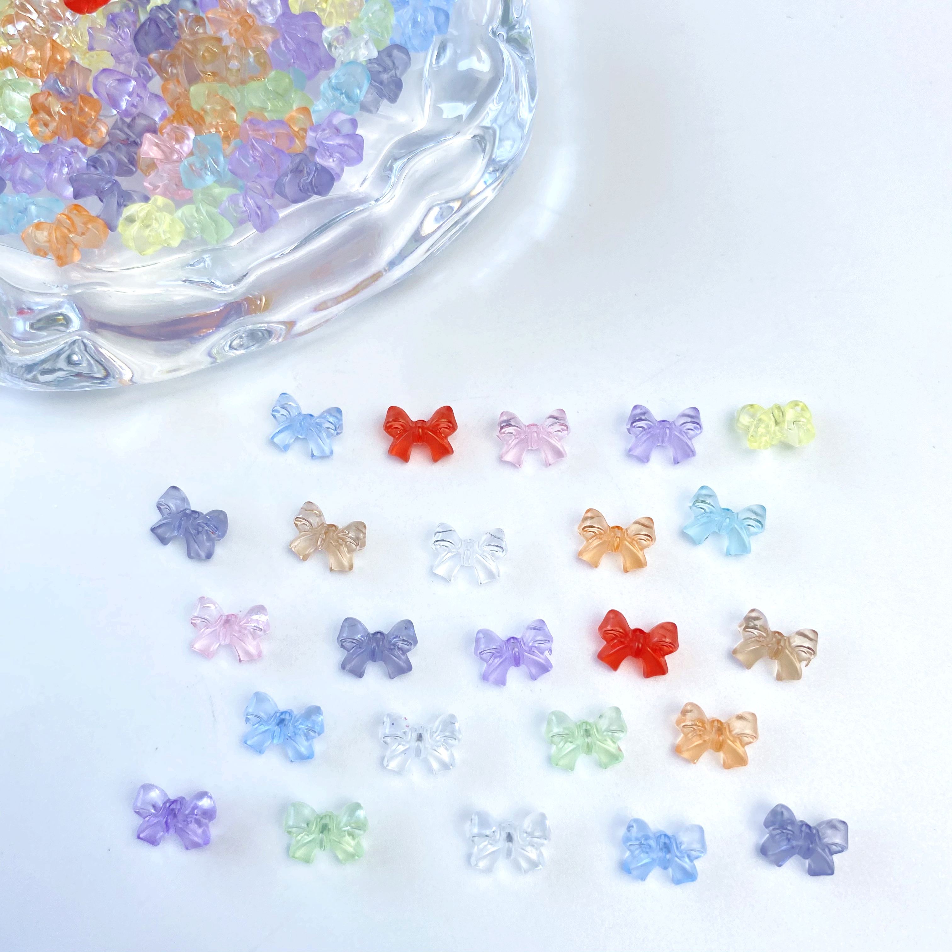 diy acrylic 10mm transparent small bow/Mobile phone chain keychain pendant accessory material Specification image