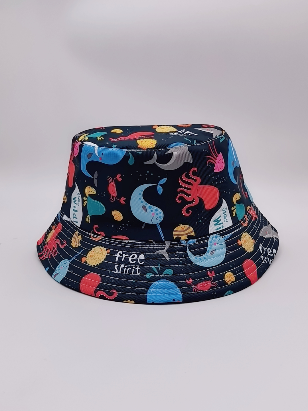 Cute animal-printed cartoon double-sided fisherman's hat for spring and summer, unisex, fashionable and versatile, outdoor sun protection, cool and portable hat, adult style Specification drawing