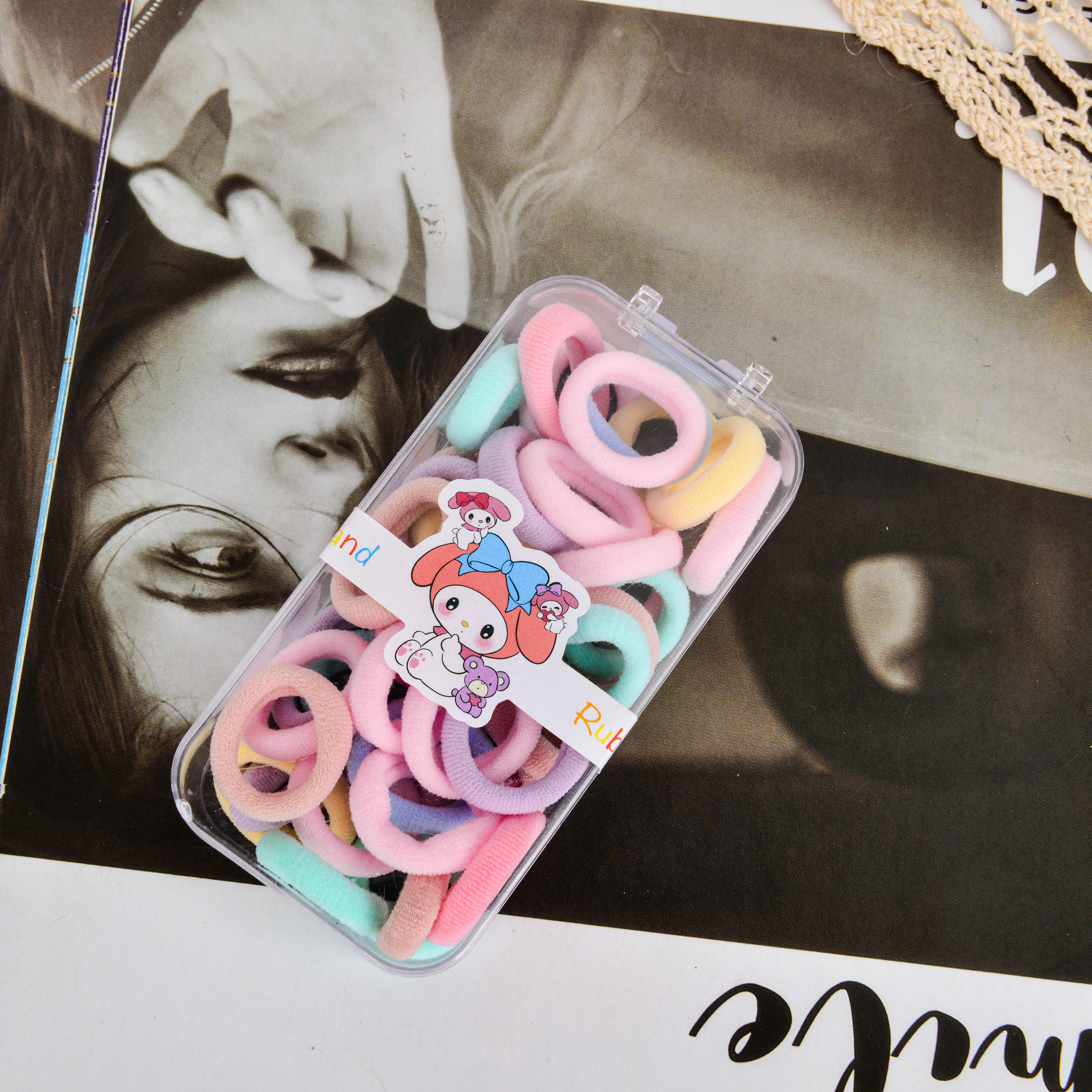 Korean simple and fashionable hair accessories, women's color-packed small rubber bands, children's headwear, Korean accessories, hair strings details Picture