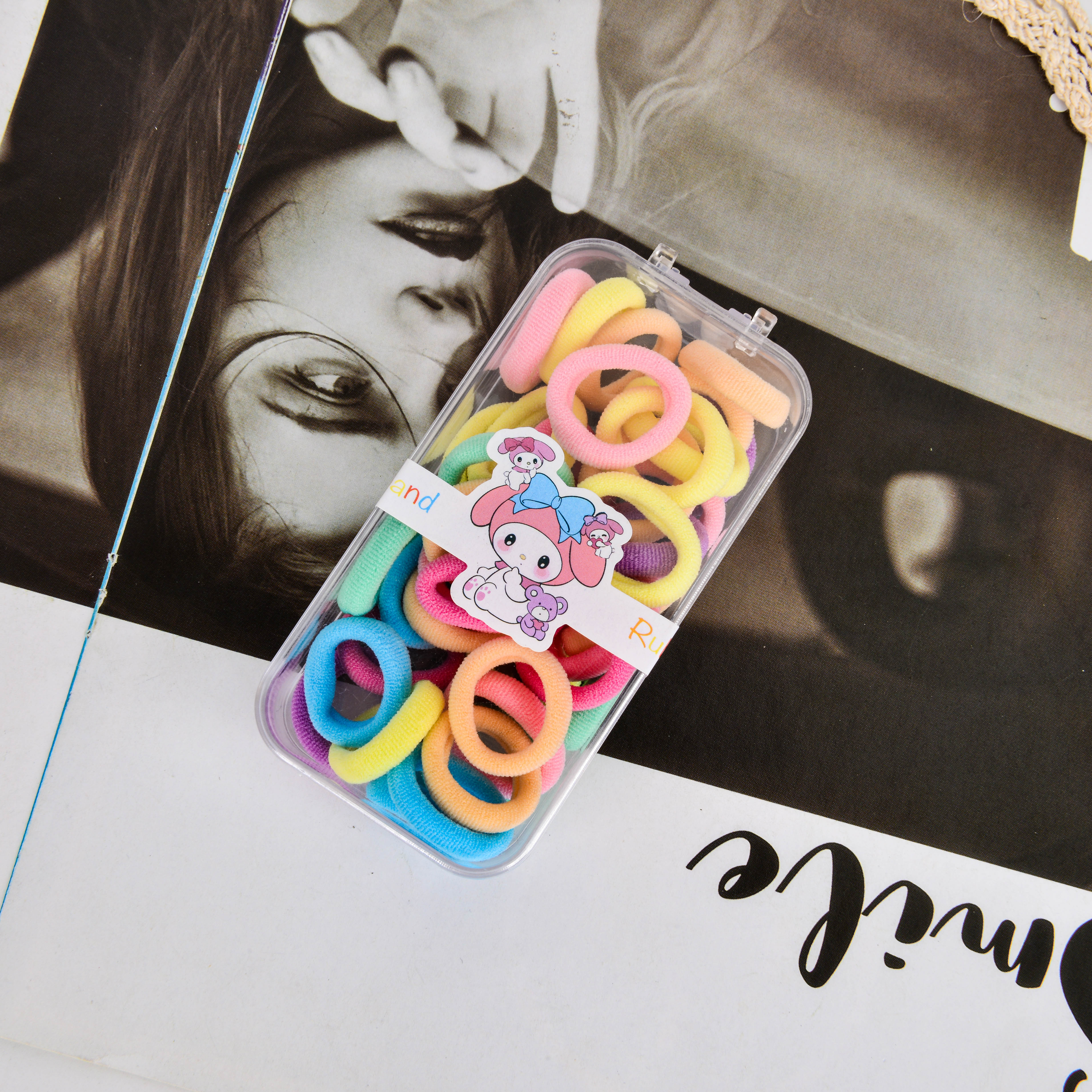 Korean simple and fashionable hair accessories, women's color-packed small rubber bands, children's headwear, Korean accessories, hair strings Specification image