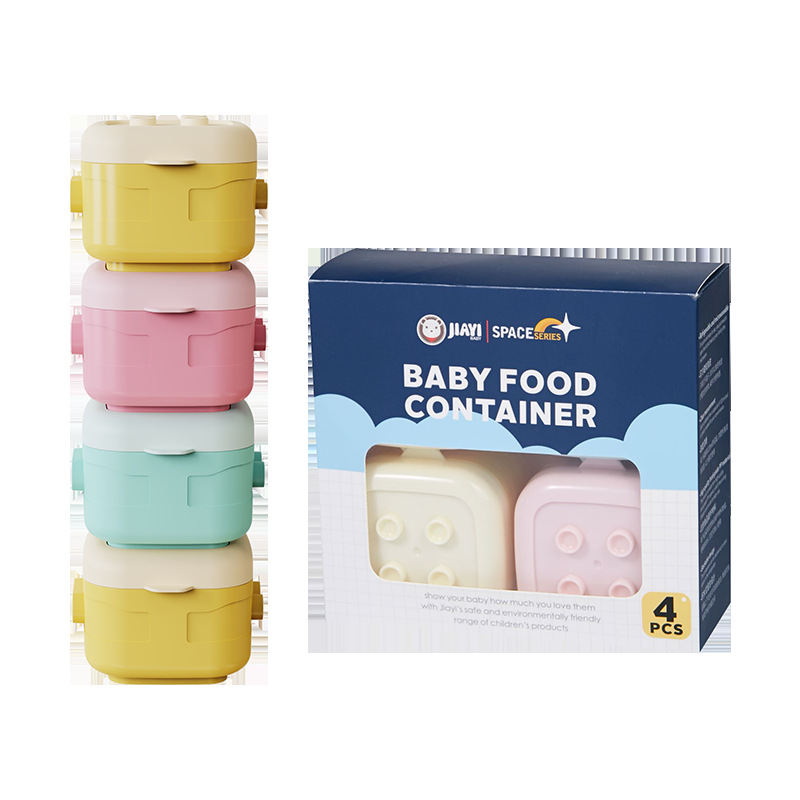 J187-R1873 building block baby food box 4-piece set, baby food preservation box, snack storage sealed tableware storage box Specification image