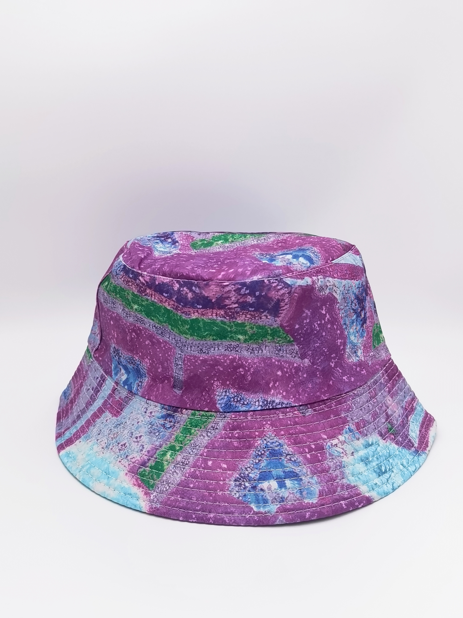Spring and summer cross-border bestsellers: A wide variety of tie-dyed graffiti printed double-sided fisherman hats for both men and women, fashionable and versatile outdoor sun protection and shade, cool and portable hats for adults Specification drawing