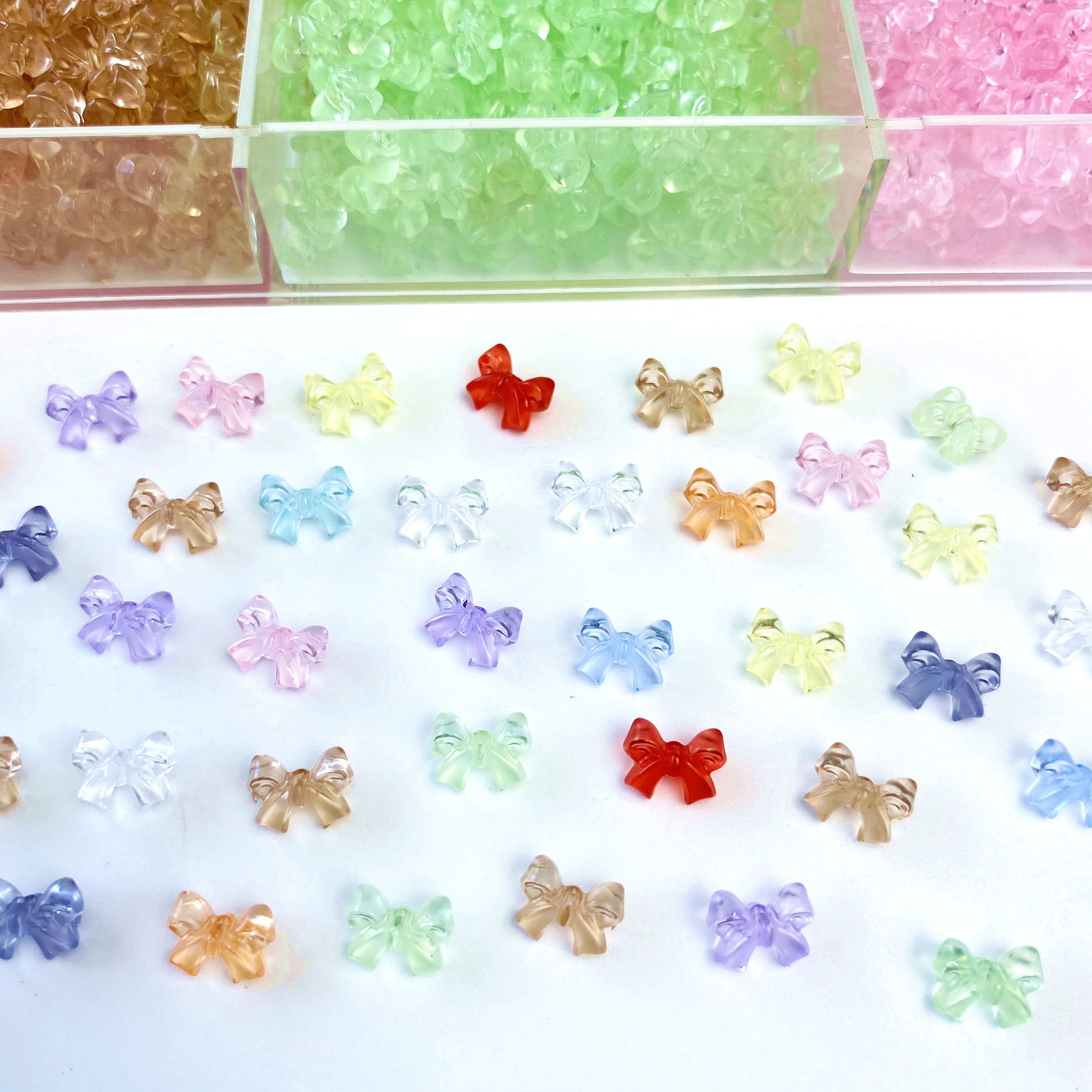 diy acrylic 10mm transparent small bow/Mobile phone chain keychain pendant accessory material