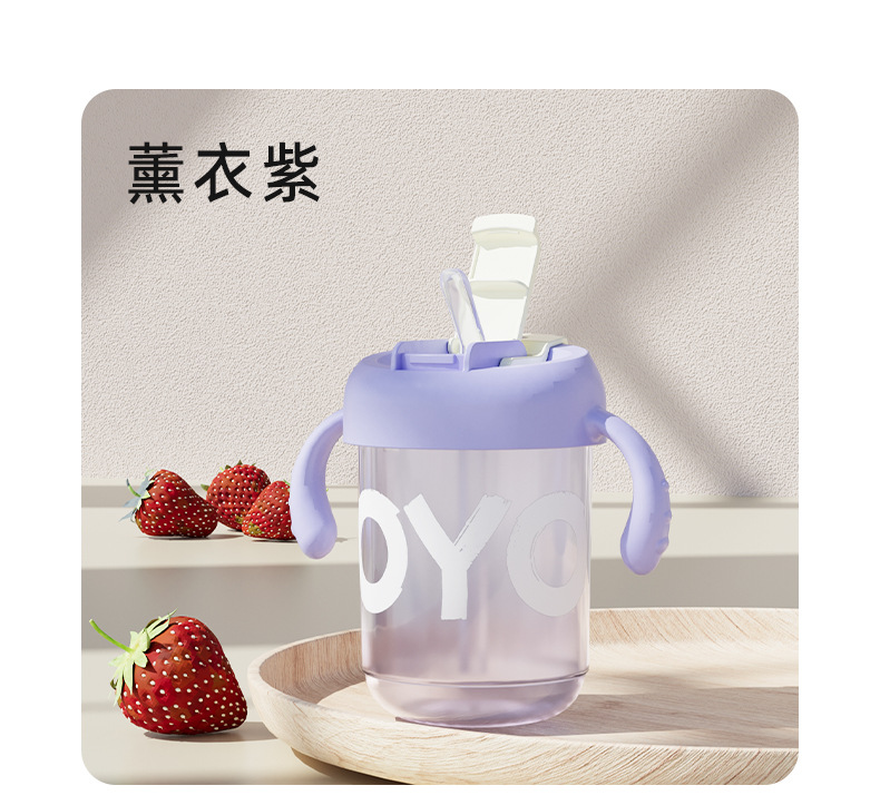 J187-R1865宝宝学饮杯吸管杯带盖刻度婴儿牛奶杯带柄儿童水杯详情图8