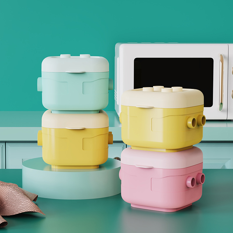J187-R1873 building block baby food box 4-piece set, baby food preservation box, snack storage sealed tableware storage box