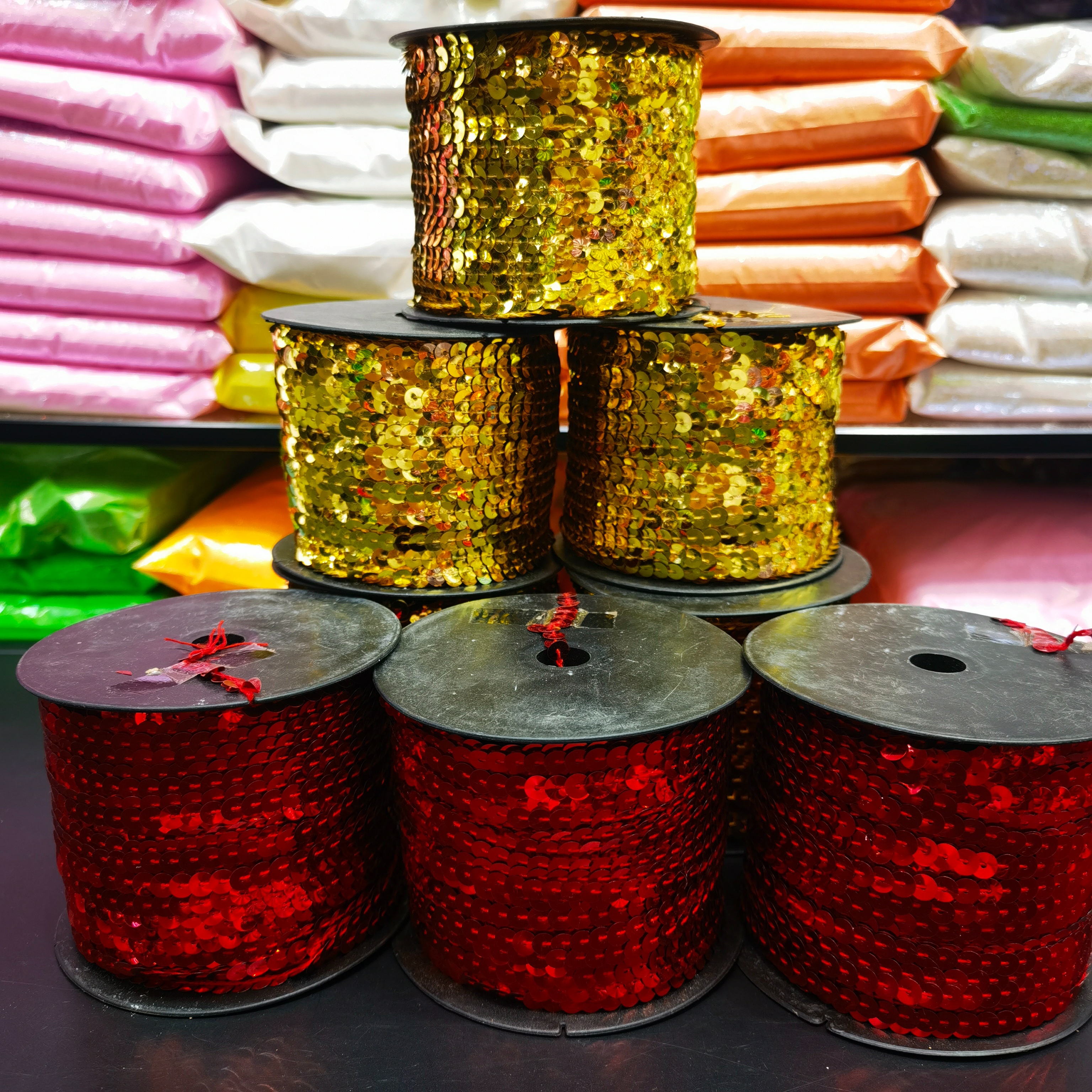 珠片辅料/珠片面/亚克力花片/亮片配件/亮片软布料细节图