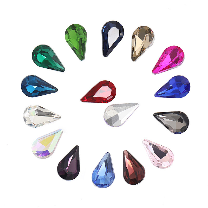 Factory direct sales of sunflower seed pointed-drop diamond silver-plated base crystal diamond jewelry, nail diamond, hair accessory pointed-drop diamond Specification image