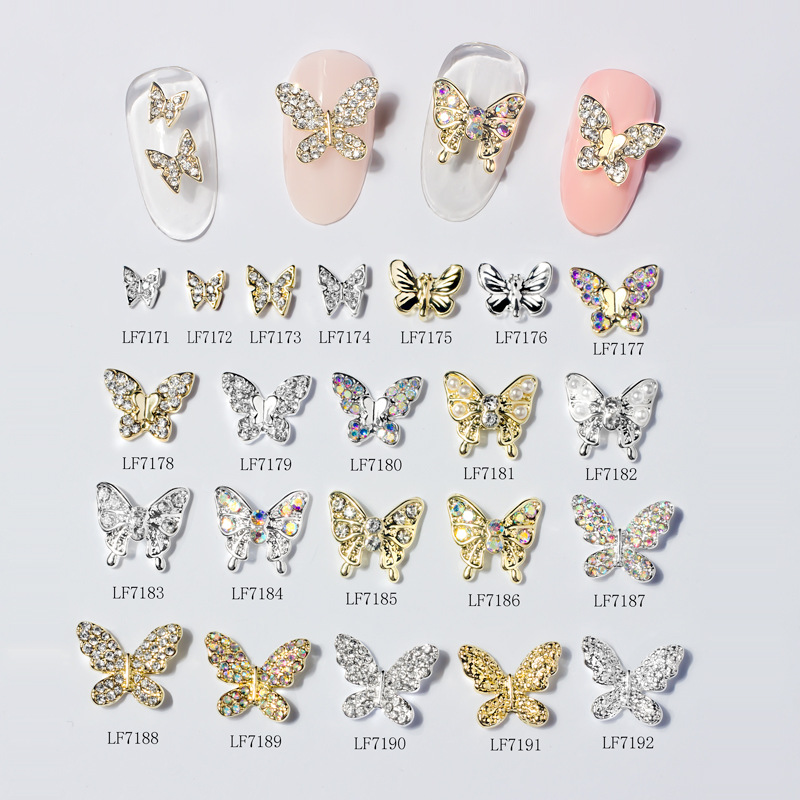 Factory direct sales of new nail art butterfly jewelry, nail diamond decoration, popular butterfly mini micro-inlay three-dimensional metal nail accessories pic 4