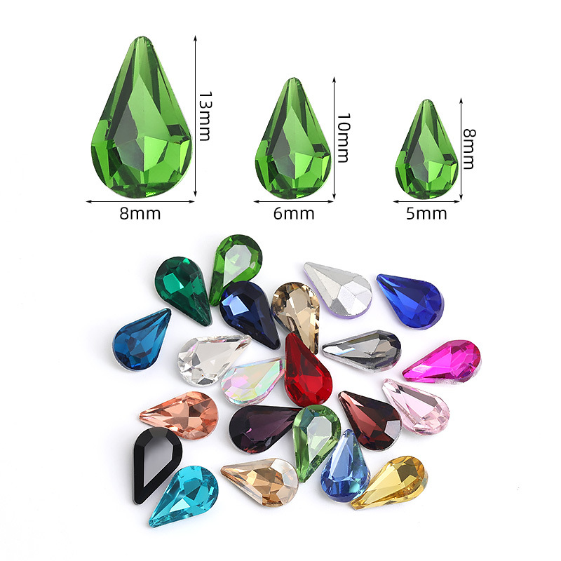 Factory direct sales of sunflower seed pointed-drop diamond silver-plated base crystal diamond jewelry, nail diamond, hair accessory pointed-drop diamond Item Picture